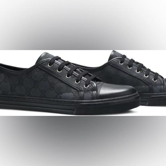 Gucci GG Canvas Low 'Grey Black - Picture 2 of 3